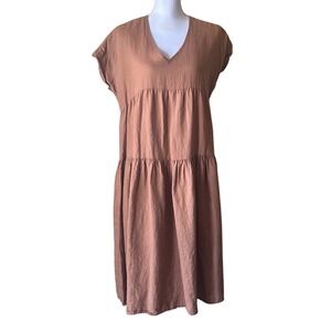 Rylee & Cru Linen blend Midi Dress Terracotta, earthy, boho, minimalist, XS